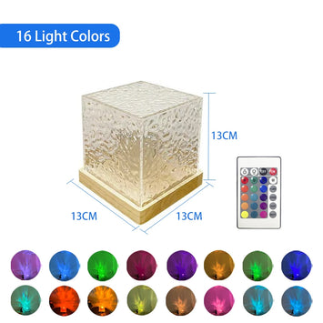 Water Ripple Projector Lamp - 16-Color Rotating Ocean Night Light
