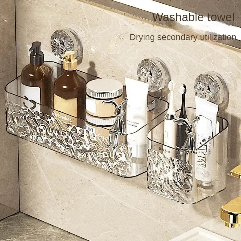 Rotating Suction Shower Shelf - No-Drill 1-Second Install Organizer