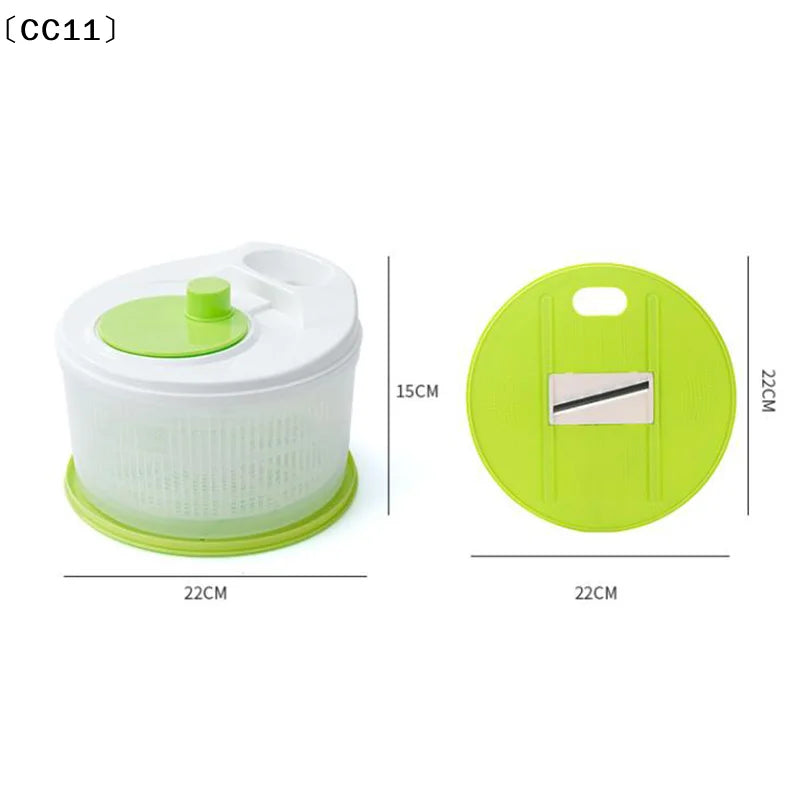 Household Salad Dryer Salad Spinner Vegetable Dehydrator Multi-Function Absorbent Basket Manual Vegetable Dryer Kitchen〔Cc11〕