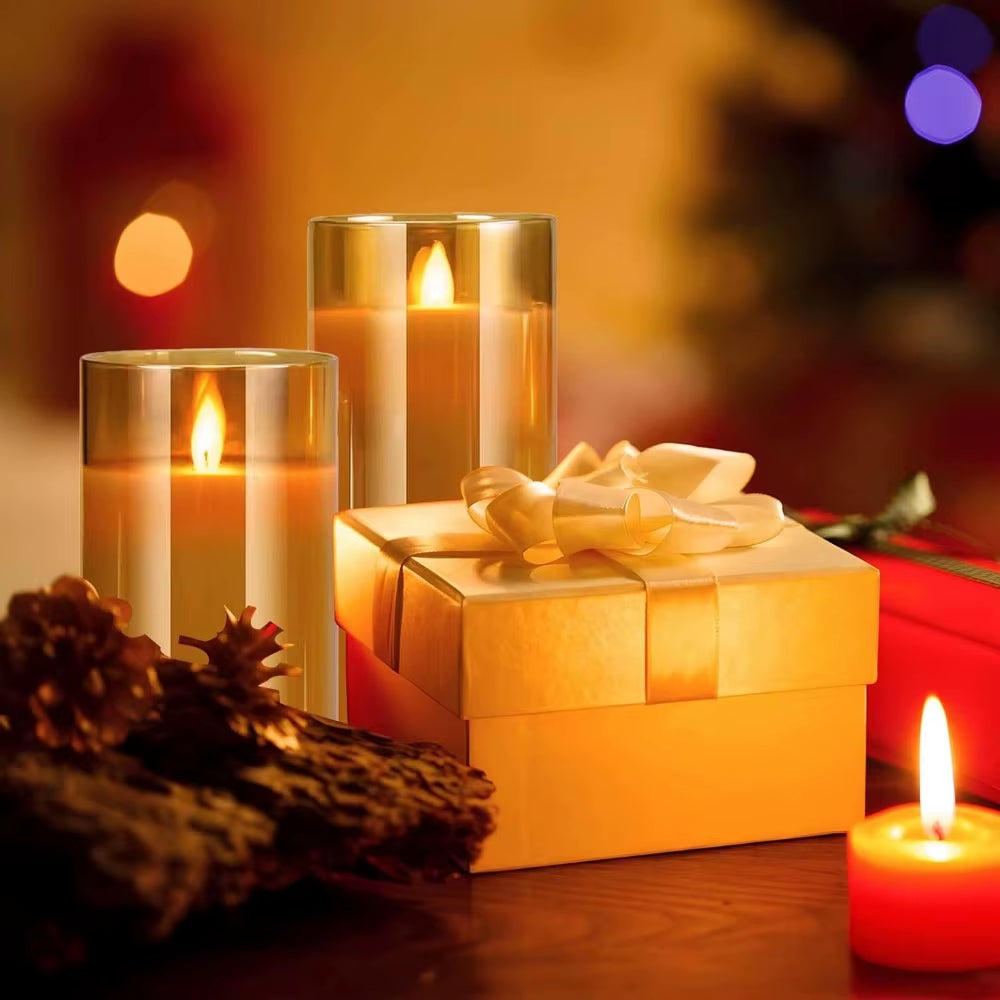 Flameless LED Glass Candle Set - Remote Control with Timer