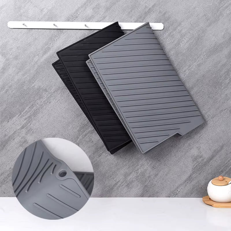 Silicone Dish Drying Mat - Non-Slip Heat-Resistant Counter Drain Mat