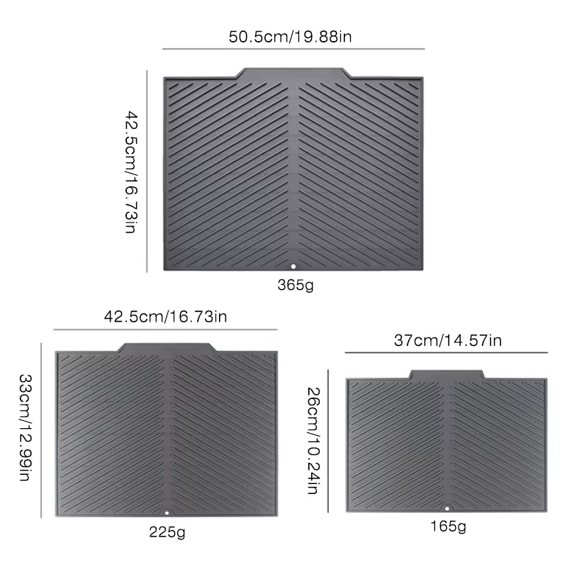 Silicone Dish Drying Mat - Non-Slip Heat-Resistant Counter Drain Mat