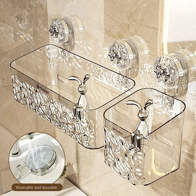 Rotating Suction Shower Shelf - No-Drill 1-Second Install Organizer