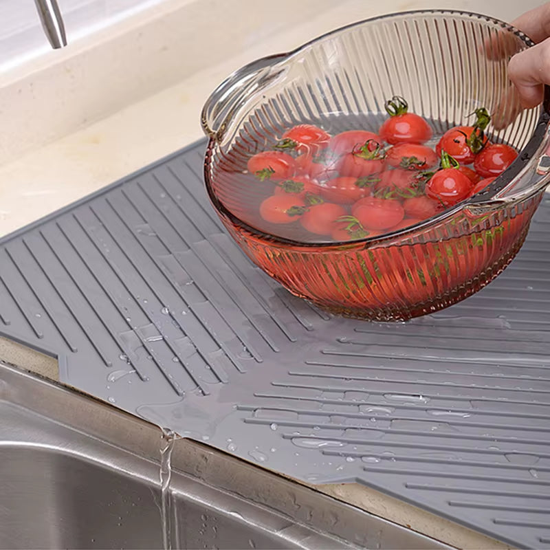 Silicone Dish Drying Mat - Non-Slip Heat-Resistant Counter Drain Mat
