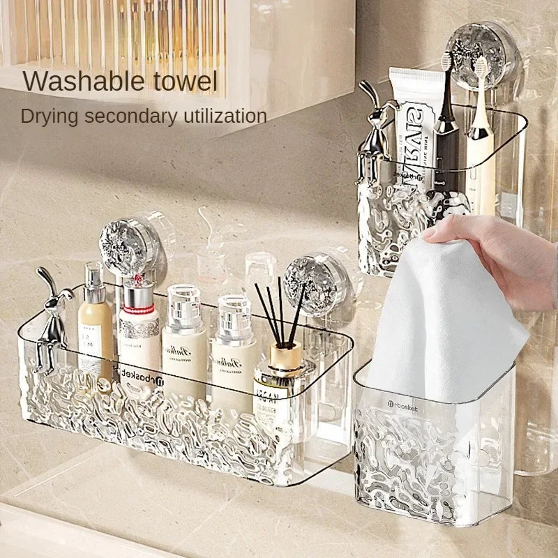 Rotating Suction Shower Shelf - No-Drill 1-Second Install Organizer