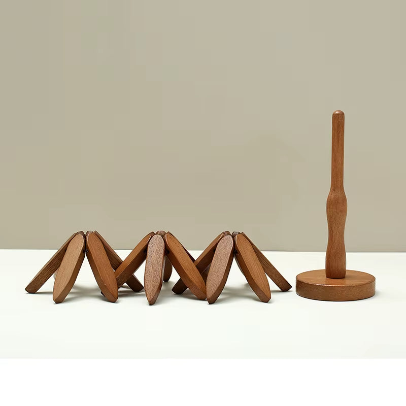 4-Pc Bamboo Tree Trivet Set - Heat-Resistant Wooden Pot Holders