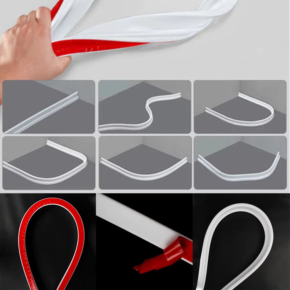 Bendable Silicone Shower Water Barrier - Self-Adhesive Stopper Strip