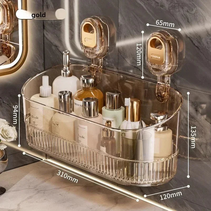 Rotating Suction Shower Shelf - No-Drill 1-Second Install Organizer
