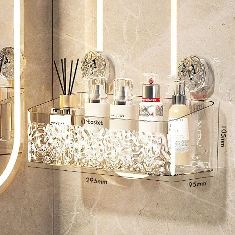 Rotating Suction Shower Shelf - No-Drill 1-Second Install Organizer