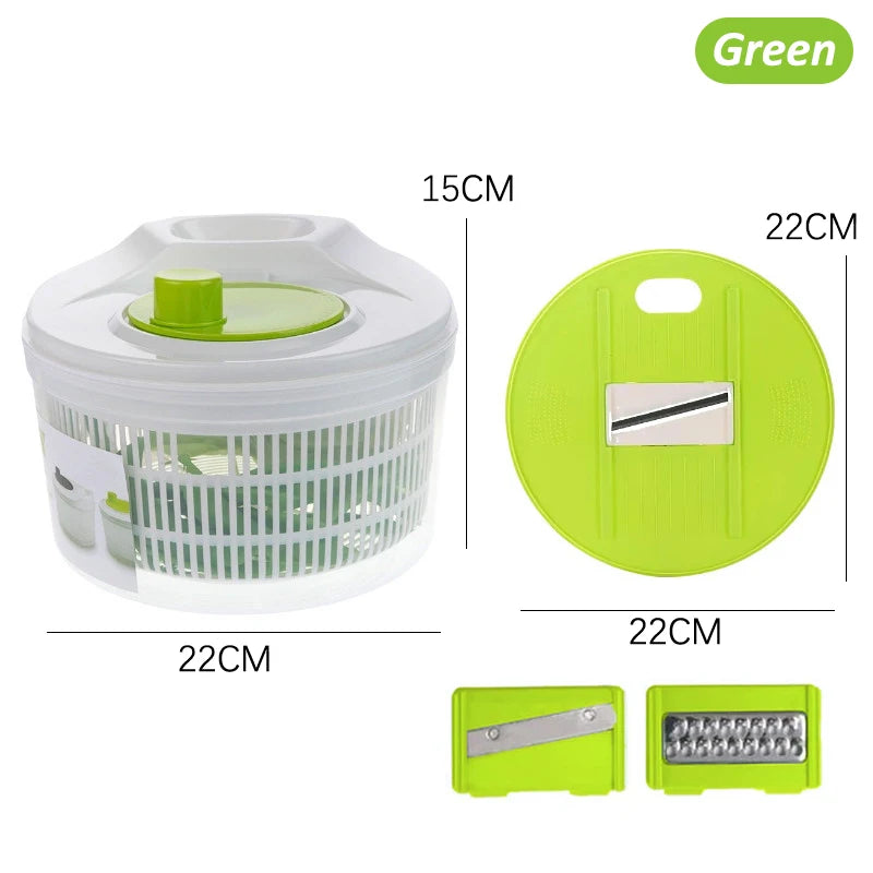 Household Salad Dryer Salad Spinner Vegetable Dehydrator Multi-Function Absorbent Basket Manual Vegetable Dryer Kitchen〔Cc11〕