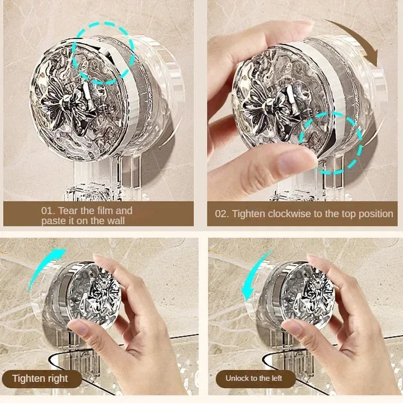 Rotating Suction Shower Shelf - No-Drill 1-Second Install Organizer